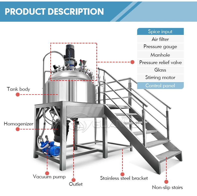 Newest Design Vacuum Ultrasonic Mixer Tank Paste Homogenizer Mixing Tank of Detergent Moisturizer Body Cream