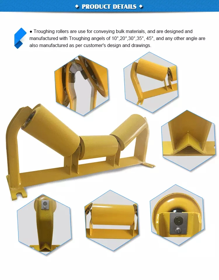 JIS HDPE Steel Impact /Trough/Troughing/Carry/Carrying/Return Carrier Wing Guide Roller for Belt Conveyor