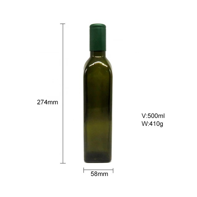 250ml Amber Square Glass Olive Oil / Vinegar Bottle with Metal Screw Lid