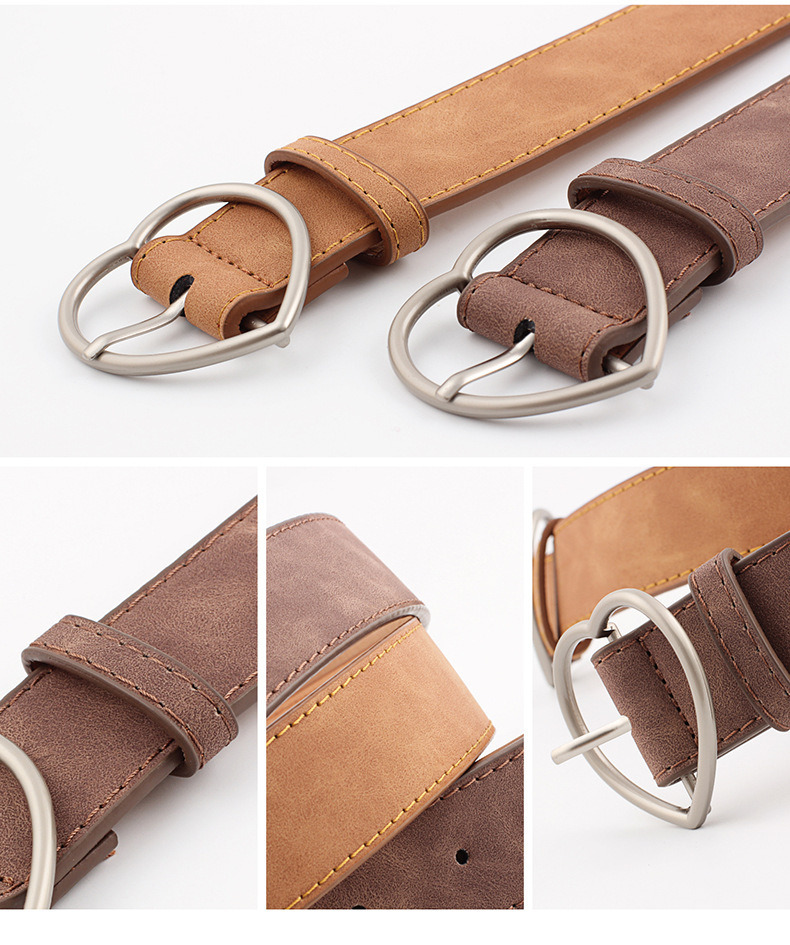 Fashion Heart Buckle PU Leather Designer Belt High Quality Women Belts