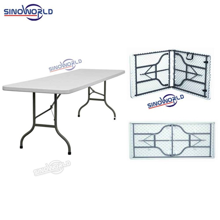 Large Long Plastic Lightweight Rectangle White Folding Table and Chair Set