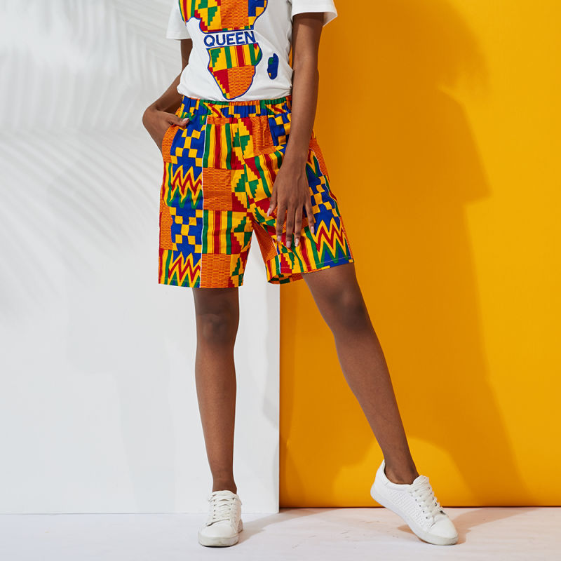 Hot Wholesale African New Fashion Print Map Shirt and Shorts Suit