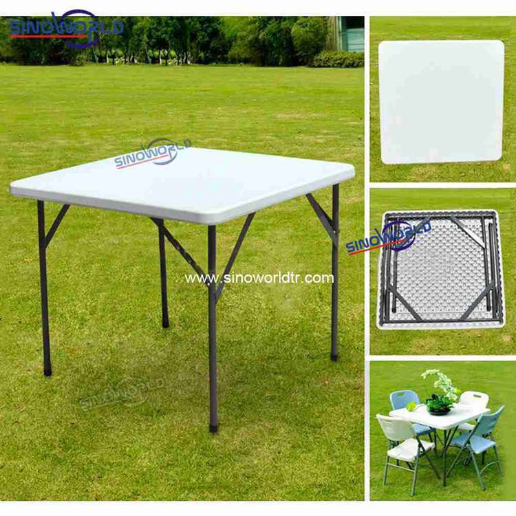 Large Long Plastic Lightweight Rectangle White Folding Table and Chair Set