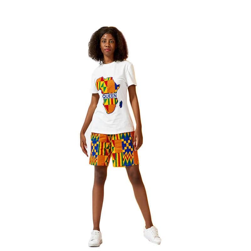 Hot Wholesale African New Fashion Print Map Shirt and Shorts Suit