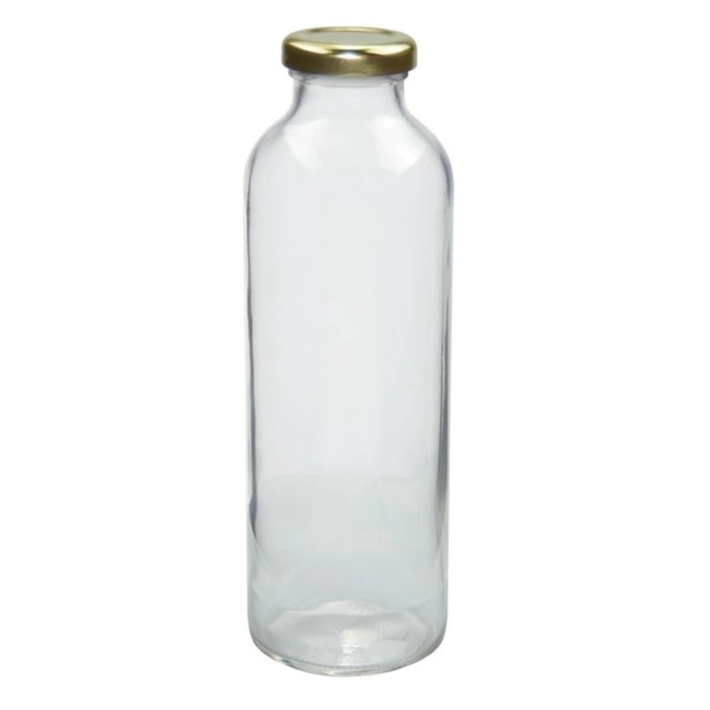 Hot Sale 500ml Round Clear Glass Beverage Bottle, 38# Tin Lid