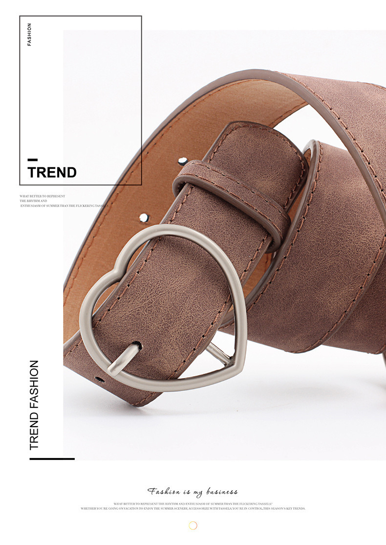 Fashion Heart Buckle PU Leather Designer Belt High Quality Women Belts