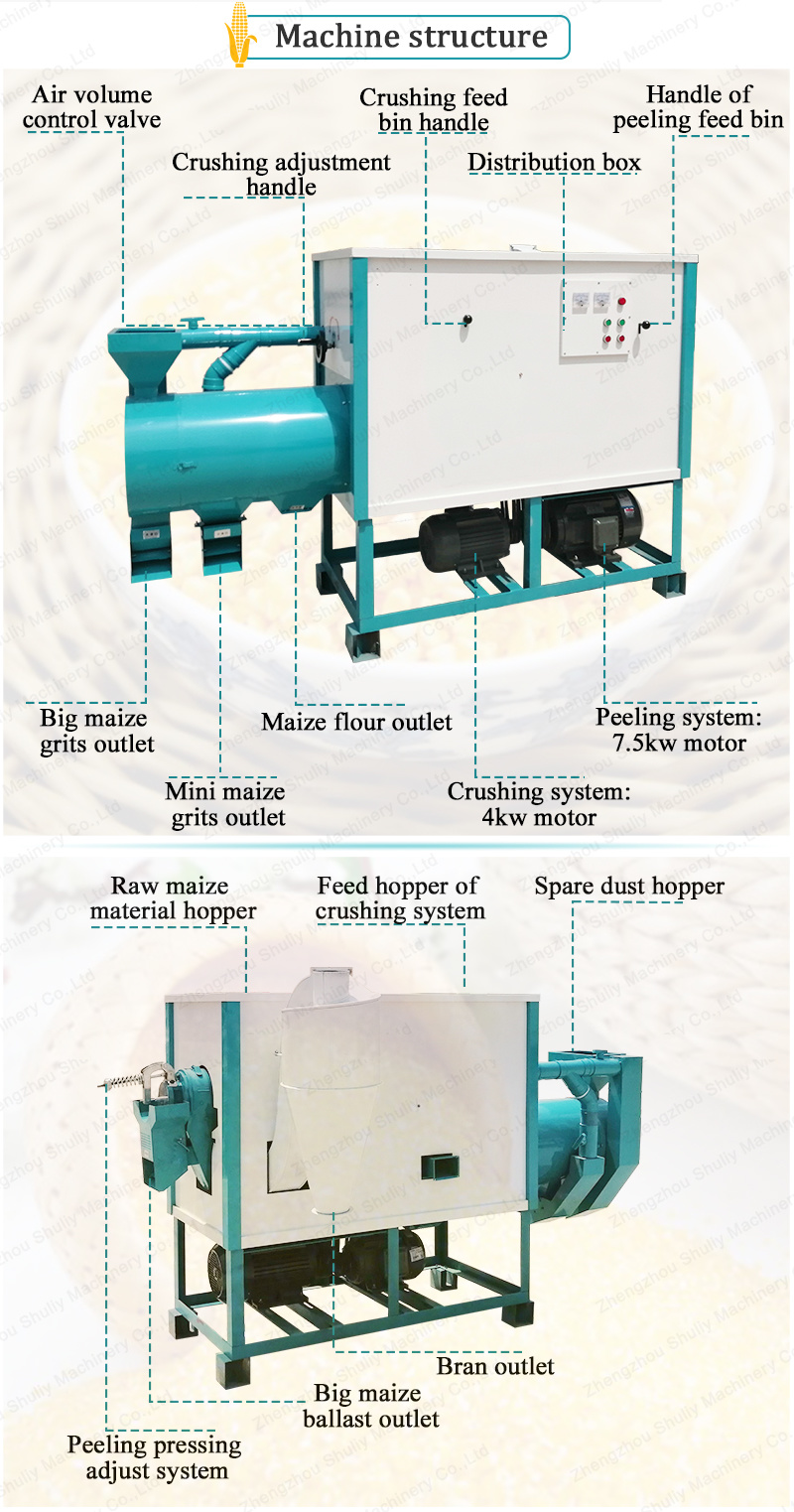 Corn Peeling and Grinding Machine Maize Corn Flour Grinder Machines