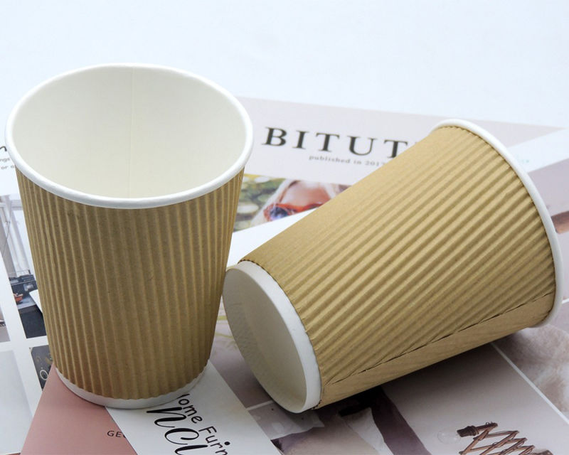 Hot Resisitance Wholesale Yellow and Brown Ripple Paper Cups