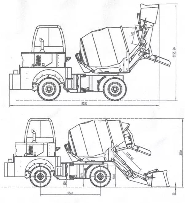 Self-Loading Concrete Mixer Truck Self-Loading Concrete Mixer Truck 3.2 Cubic Meters Self-Loading Concrete Mixer Truck