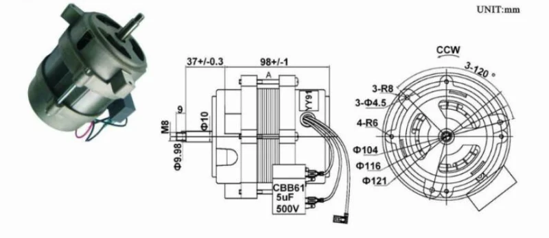 Low Noise AC Single-Phase Motor for Kitchen Ventilation Fans