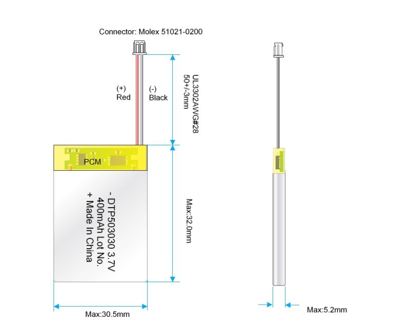 Ultra Thin Tiny 3.7/4.2V Small Lithium Ion Rechargeable Battery