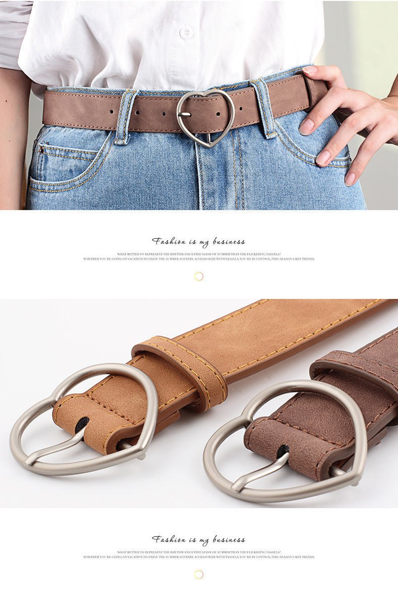 Fashion Heart Buckle PU Leather Designer Belt High Quality Women Belts