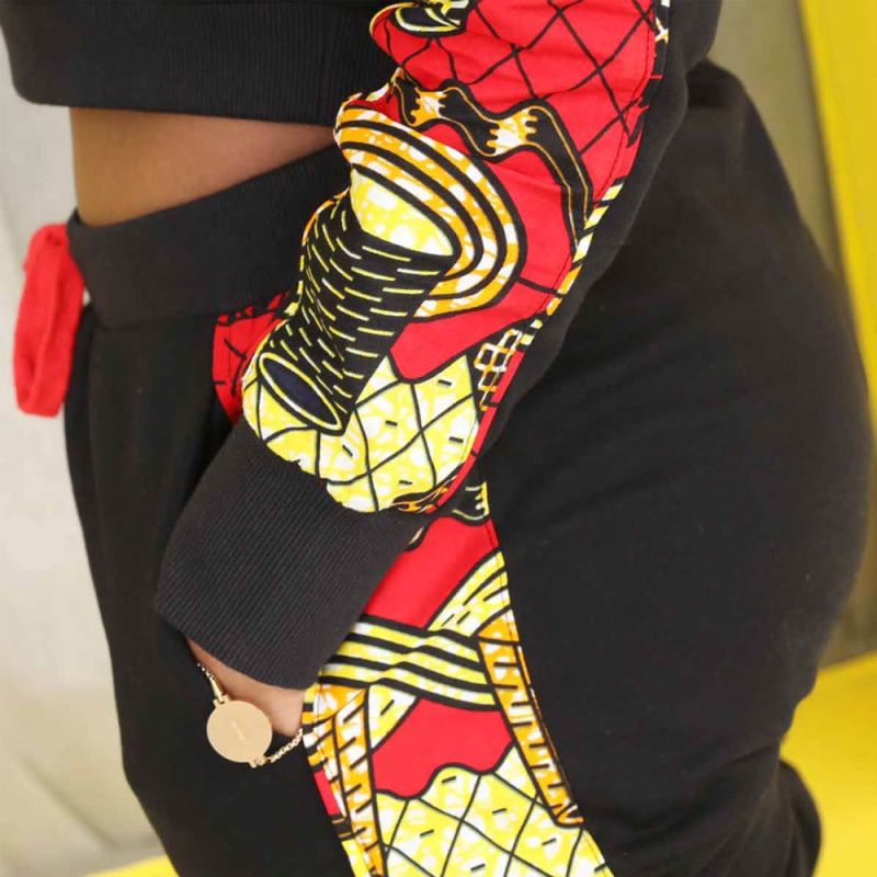 Hot Wholesale African Ankara Hoodie and Pants Sweater Suit