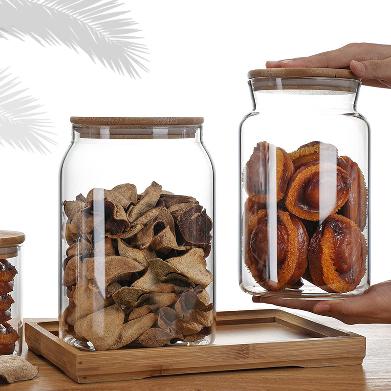 Hot Selling Large Size Clear Glass Food Storage Jar and Bottle with Bamboo Lid