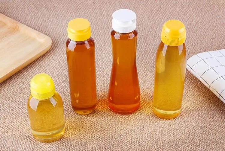 Salad Dressings Containers Squeeze Honey Bottles Reusable Plastic Honey Jars with Cap