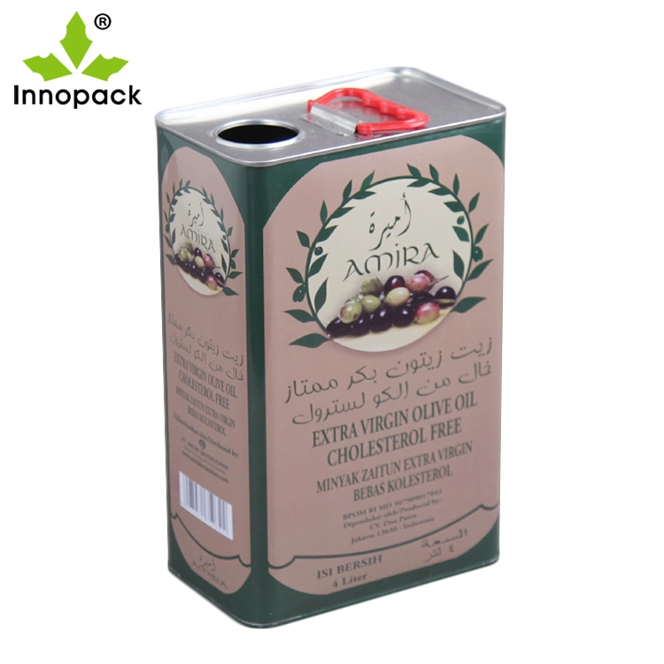 4 Liter Olive Oil Metal Tin Cans Size Square Cooking Oil Can with Flexible Spout