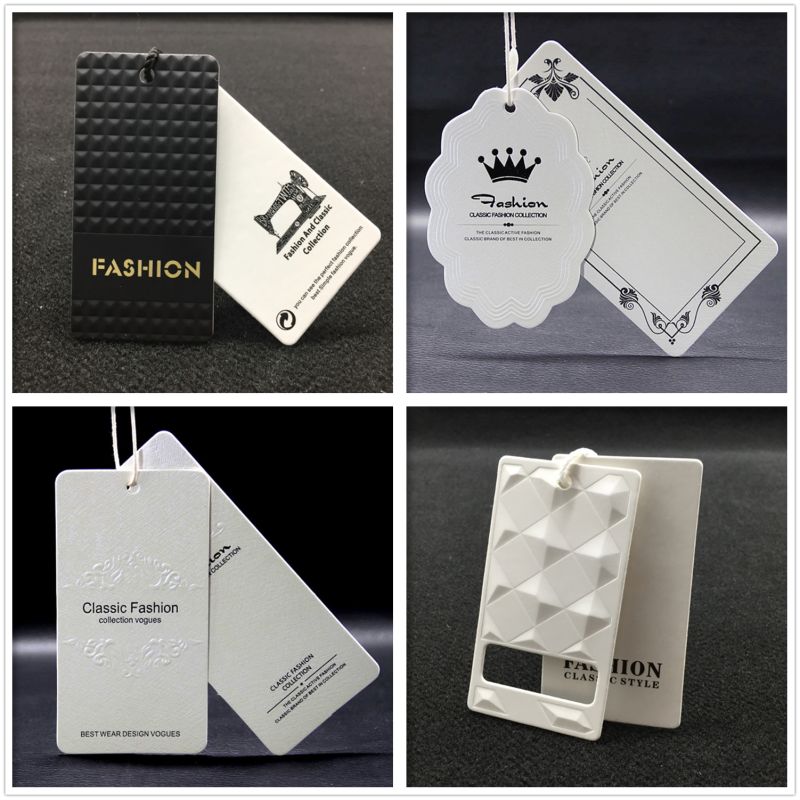 Printing Name Logo Paper Clothing Garment Hang Tag with String and Eyelet