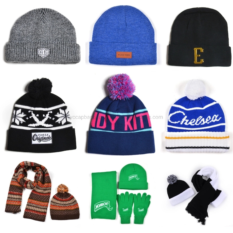 Custom 100%Acrylic Bobble Winter Sport Soccer Football Knitted Hat, Knitted Beanie