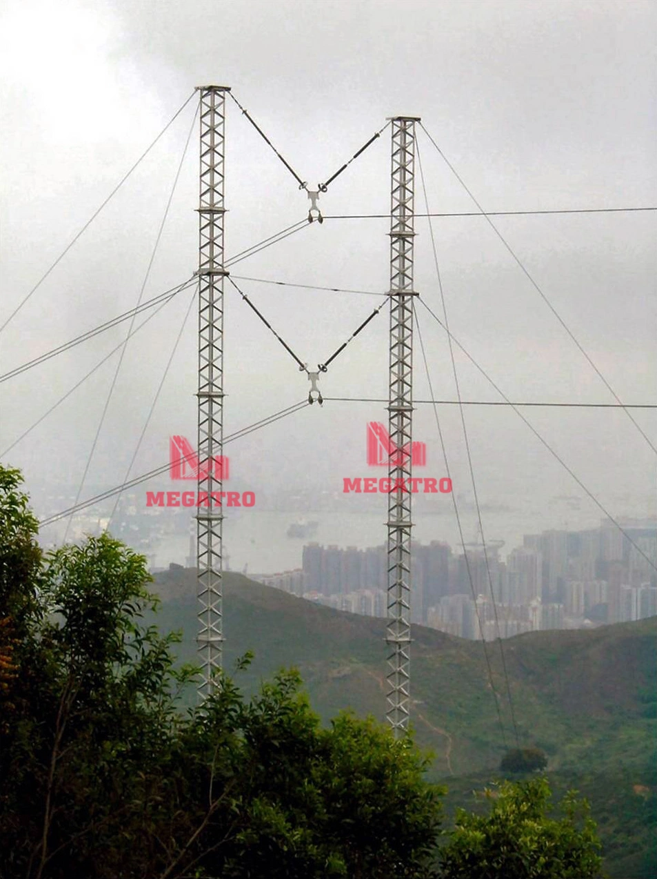 Megatro 230kv Guyed Transmission Tower with Composite Insulator