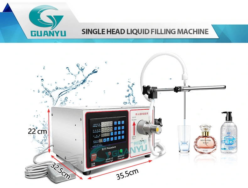 Guanyu Hot Sale Water Filler Liquid Single Head Filling Machine