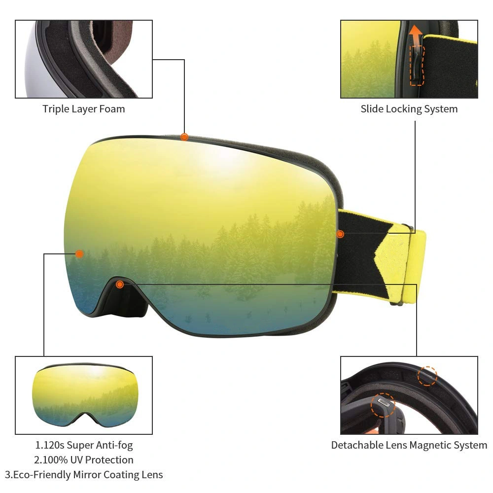 Snowmobile Magnetic Lens Skiing Skating Goggles for Youth