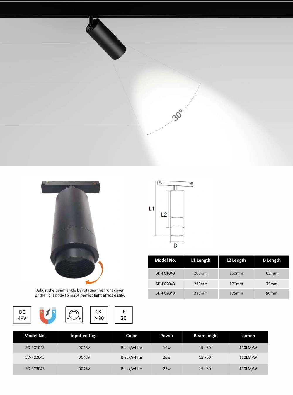 DC48V Magnetic Track Rail Magnet LED Linear Light Magnetic Track Lighting System