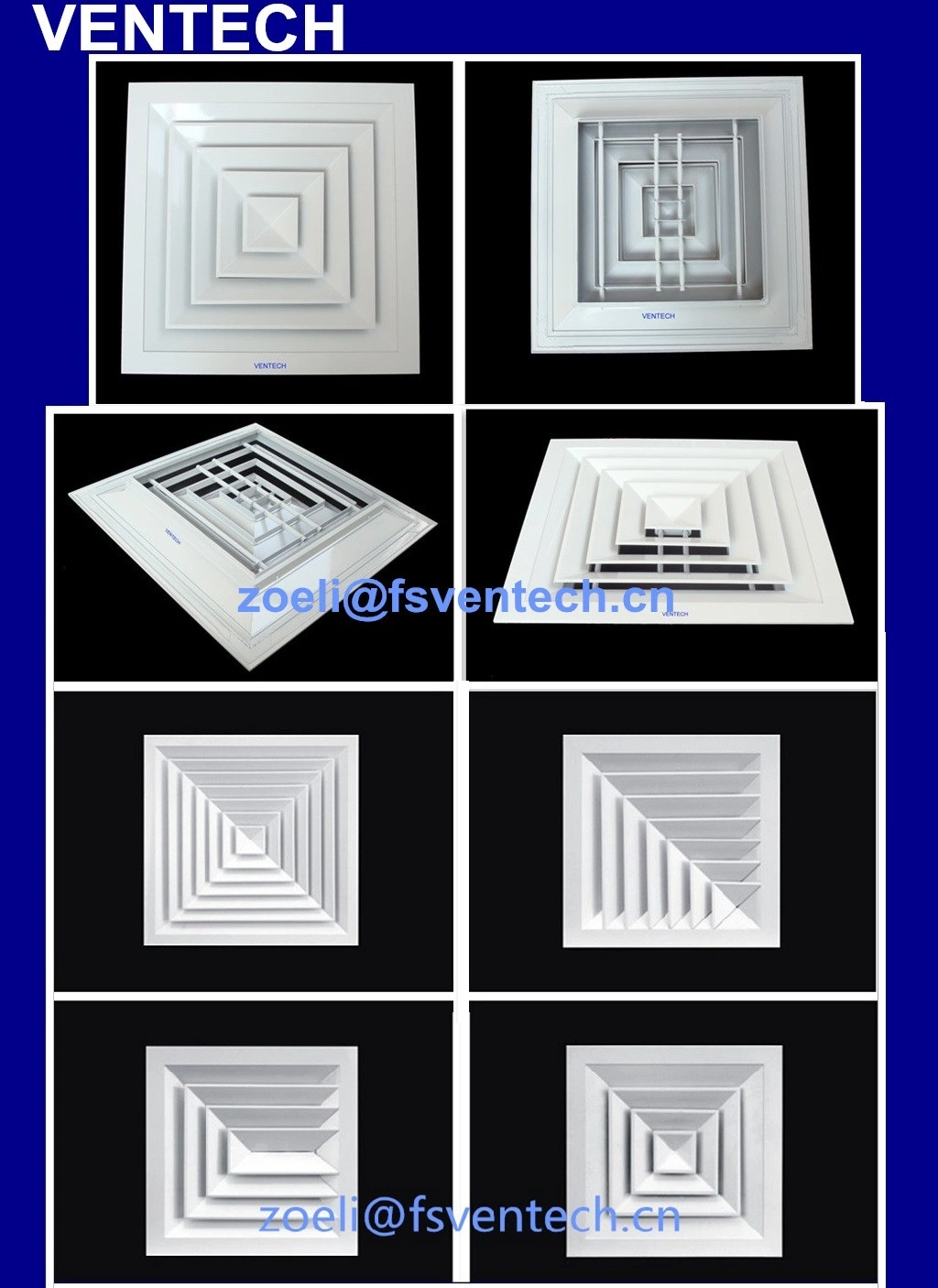 Air Conditioning Duct Ventilation Square Diffuser Return Air Filter Diffusers