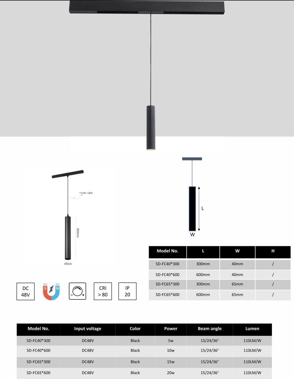 DC48V Magnetic Track Rail Magnet LED Linear Light Magnetic Track Lighting System