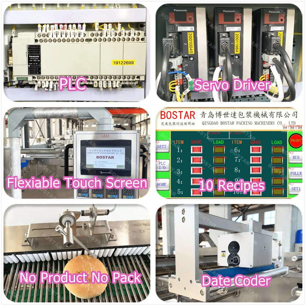 Bakery Machine Automatic Burger Bun Horizontal Flow Packaging Machine Auto Bun Slicing Machine