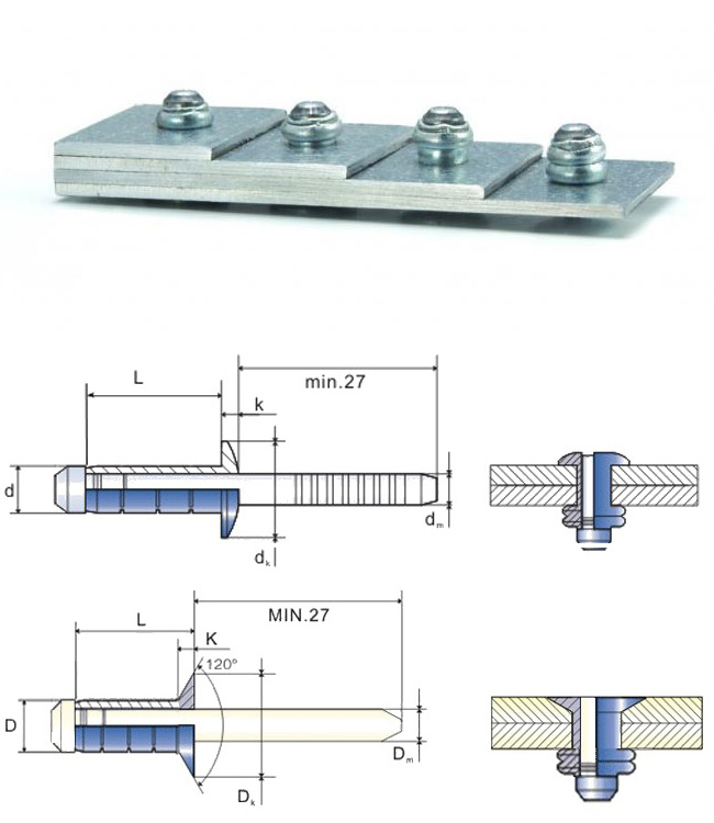 Aluminium/Steel Multi-Grip Rivet Pop Rivets Open End Blind Rivets