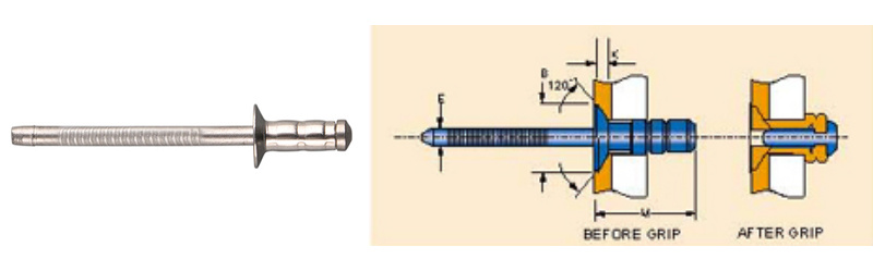 Standard Multigrip Aluminium 5050 Csk Head Multi-Grip Rivet Pop Rivets