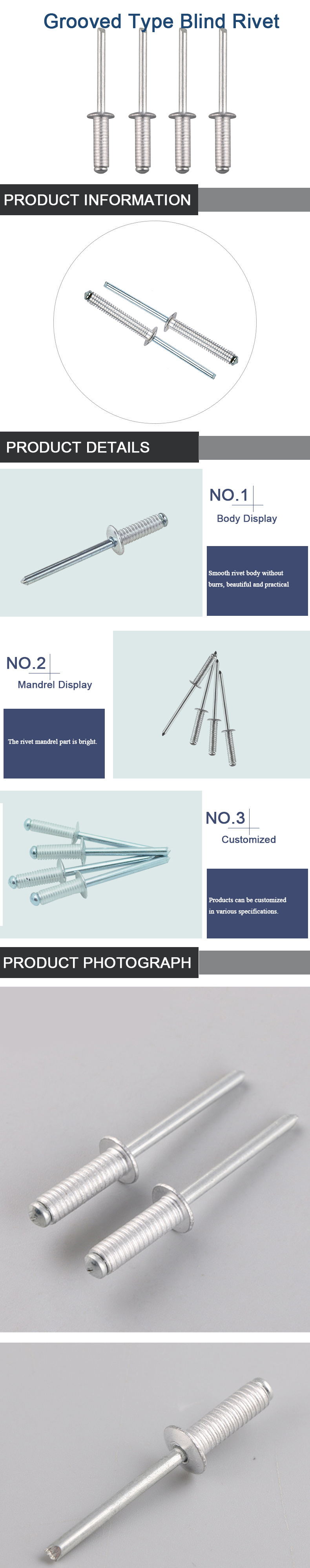 Aluminum Steel Fasteners Grooved Type Blind Rivet Pop Rivet From Manufacturer