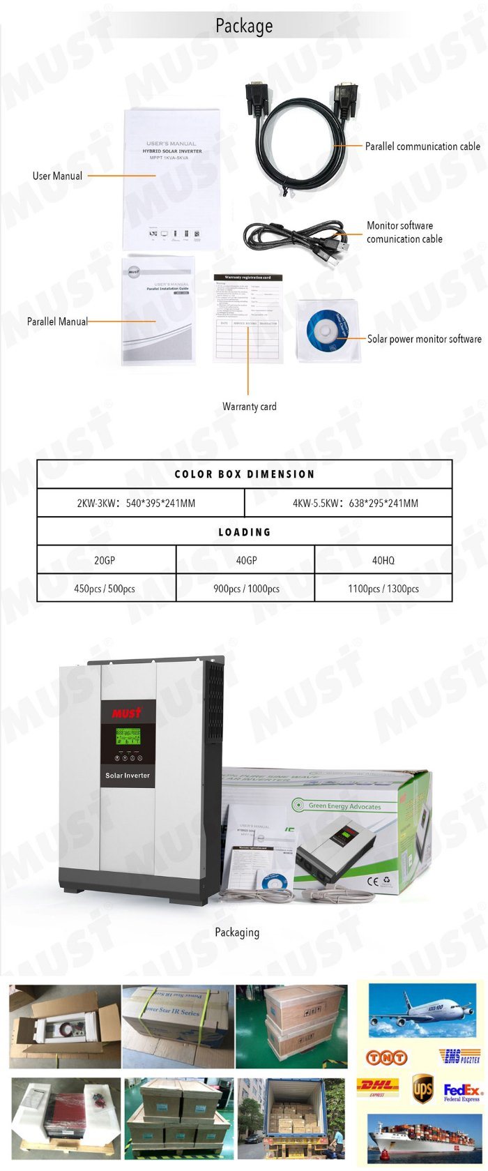 Must High Frequency Inverter 5000W Grid Tie Transformer Less Inverter