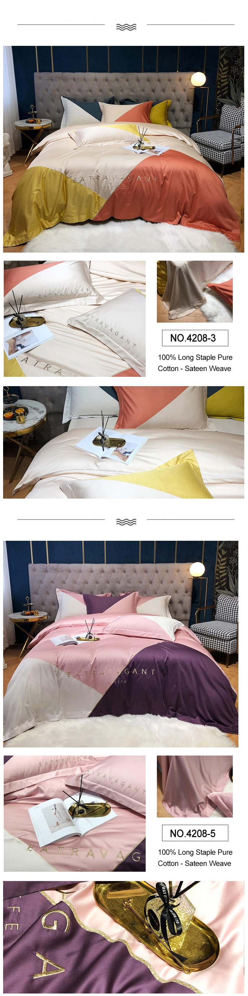 Good Quality New Style Duvet Cover Mix & Match Color Comfortable 100% Silk California King Bed
