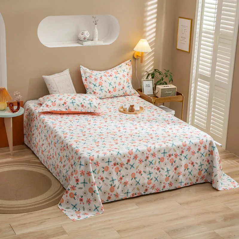 Luxury Bed Sheet Set Cheap Price Comfortable Wrinkle Pink Floral Double Bed Linen