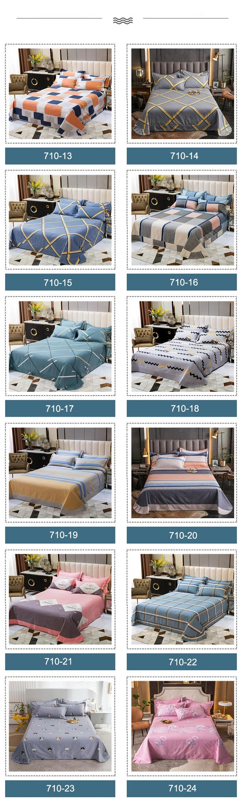 Luxurious Cotton Split King Size Size Sheet Set Fashion Style for Bed Linen