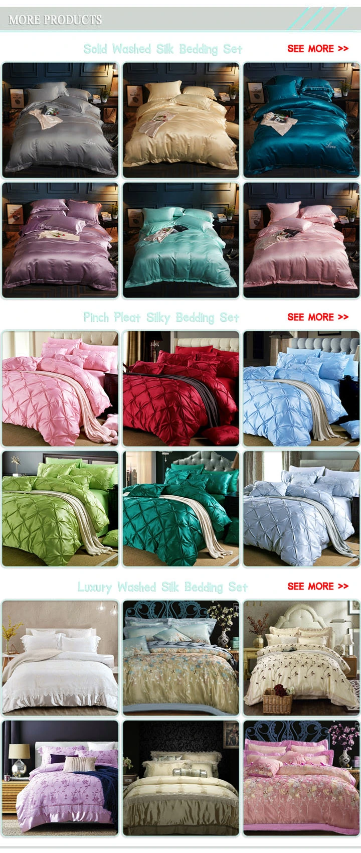 Satin Silk Bedsheet Duvet Cover Bedding Set