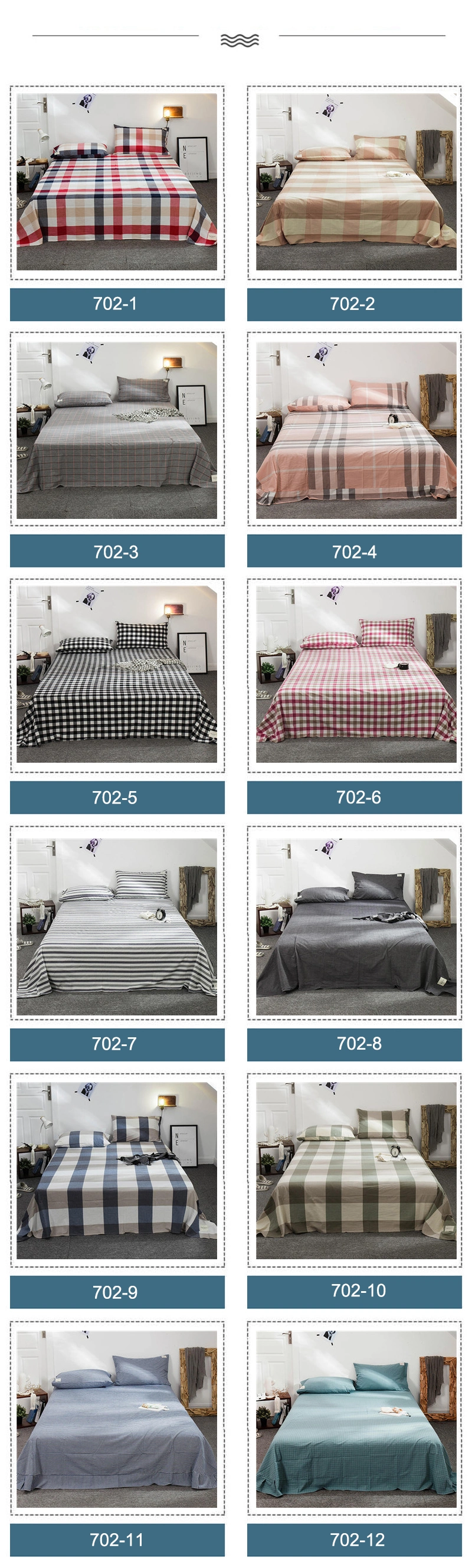 New Product Bed Sheet Set Modern Design Breathable & Cooling for Blue Striped Twin Bed Linen