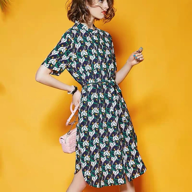 Custom Design Printed 100% Mulberry Silk Dress 16mm/19mm