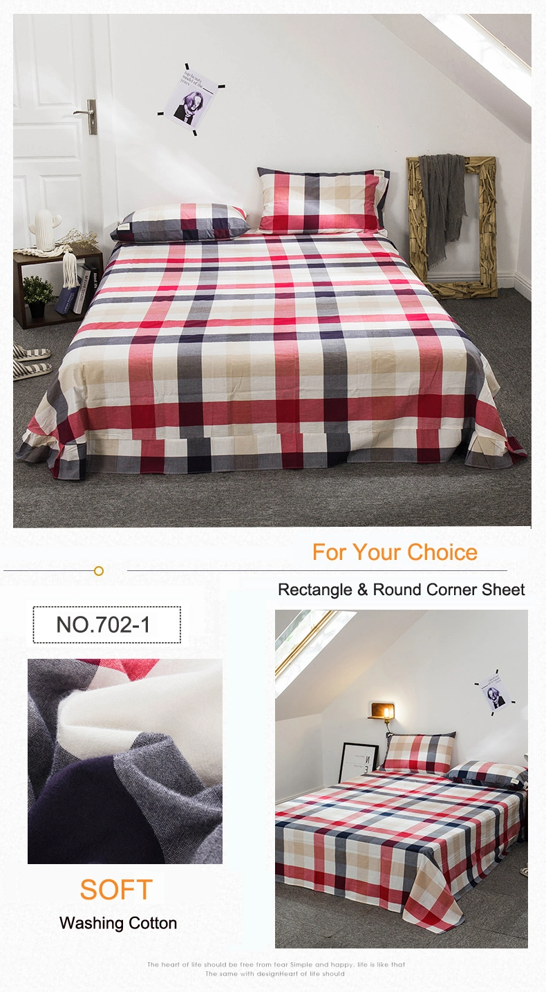 Luxury Bed Sheet Set Good Quality Hypoallergenic for Single Multi Color Plaid Bed Linen