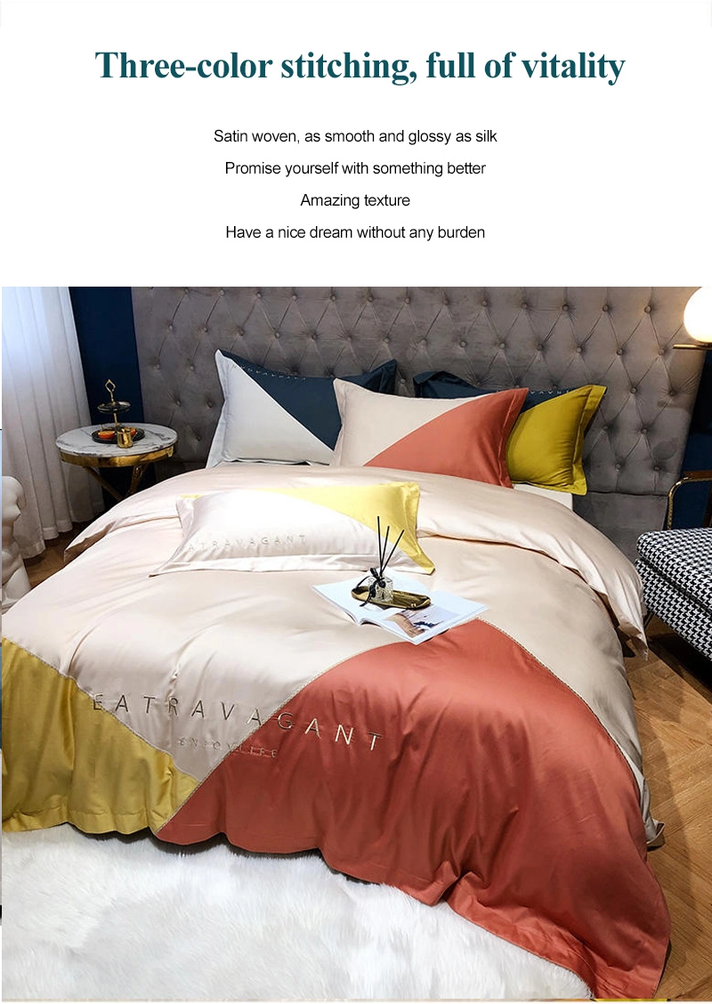 Good Quality New Style Duvet Cover Mix & Match Color Comfortable 100% Silk California King Bed