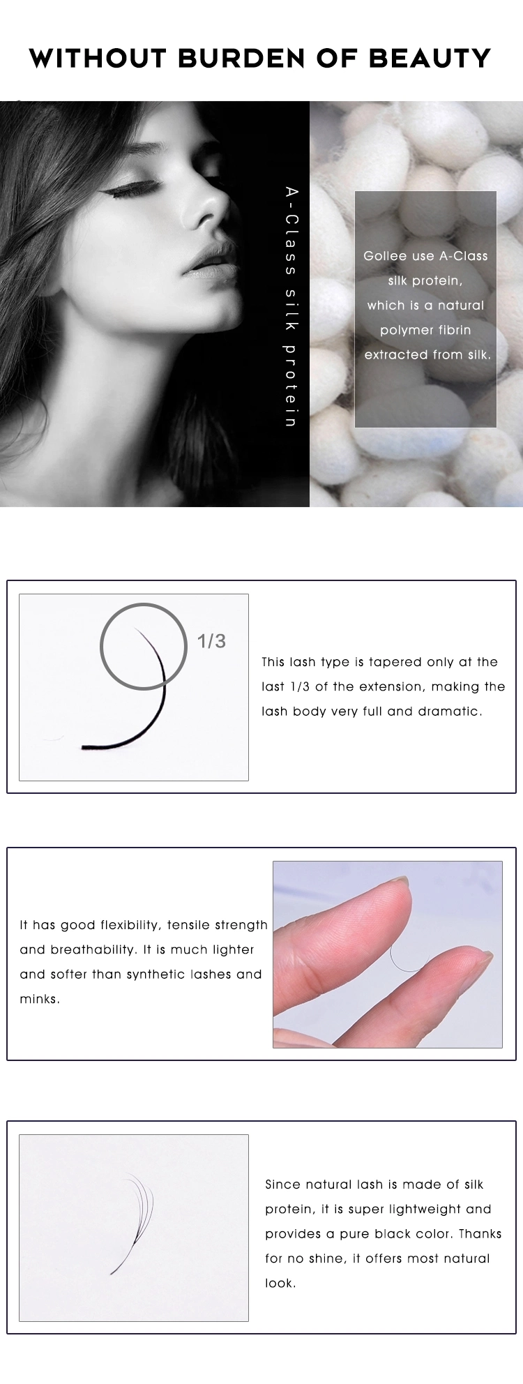 3D Silk Wholesale Synthetic Eyelash Extensions Black 3D Silk Individual Eyelash Extension