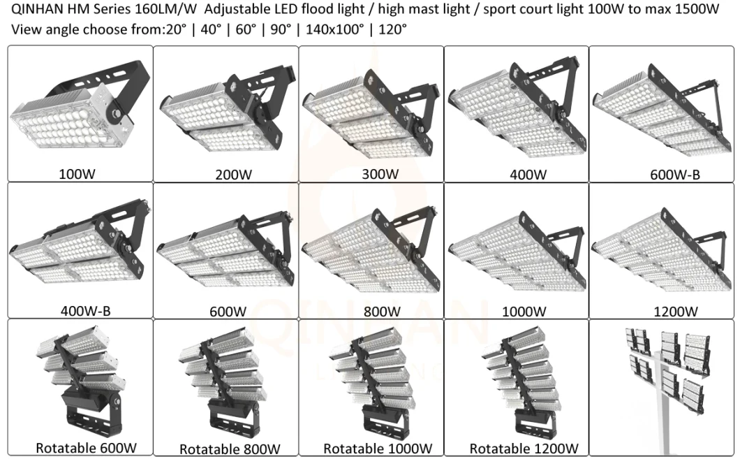 Adjustable Angle Waterproof IP66 High Power 400W Outdoor Energy Saving LED Stadium Flood Lamp