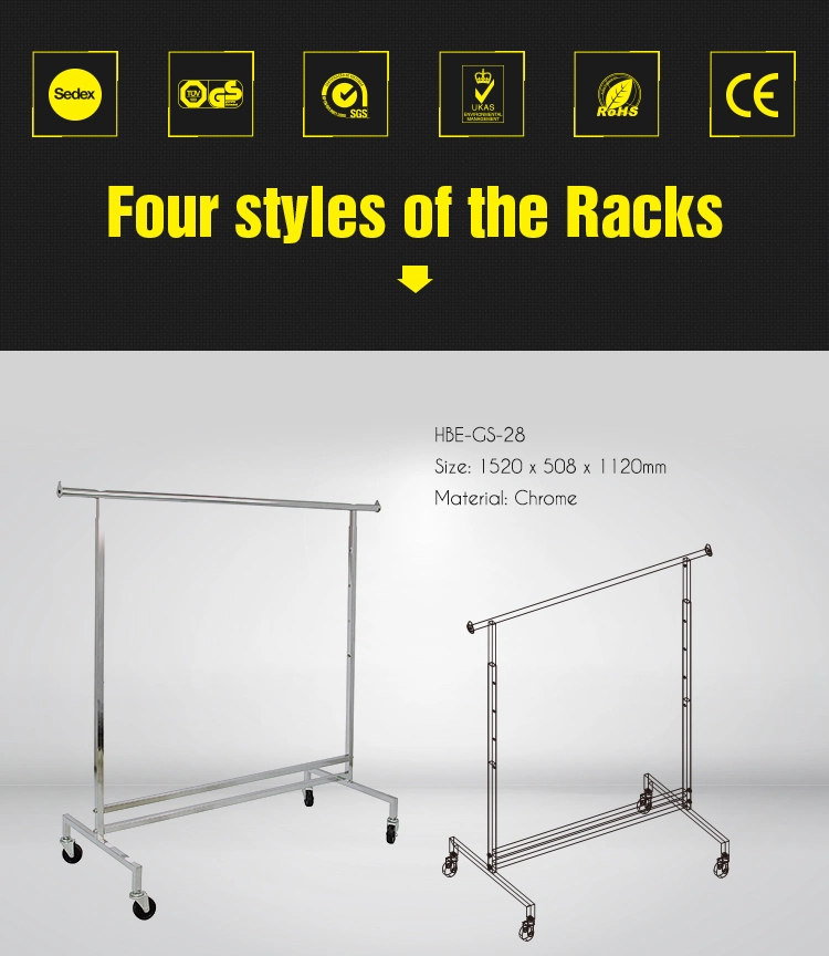 Double Sided Adjustable Collapsible Adjustable Chromed Garment Rack