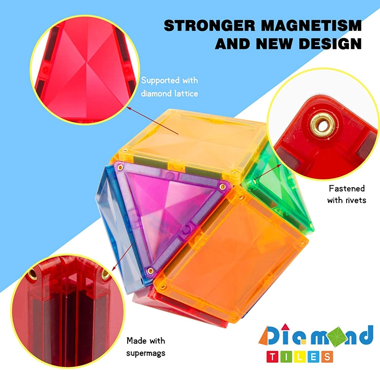 Diamond Design Magnetic Tiles Blocks Magnet Children Toys Educational Plastic Toys