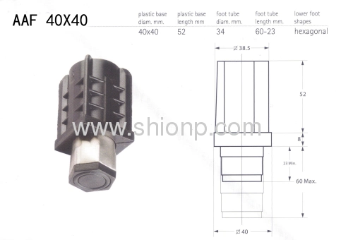 Poly Amide Square Adjustable Plastic Foot/Plastic Adjustable Furniture Feet