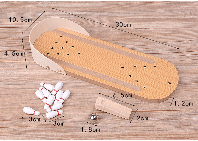 Indoor Kids Game Wooden Desktop Bowling Game Wooden Mini Table Bowling Game Set Toy for Kids