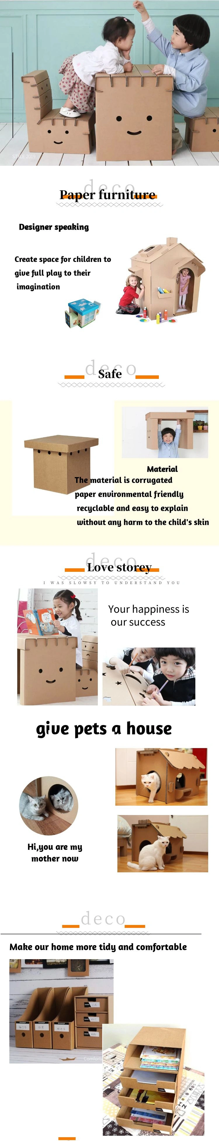 Eco Recycle Furniture Kid Play Cardboard Paper House Creative Painting