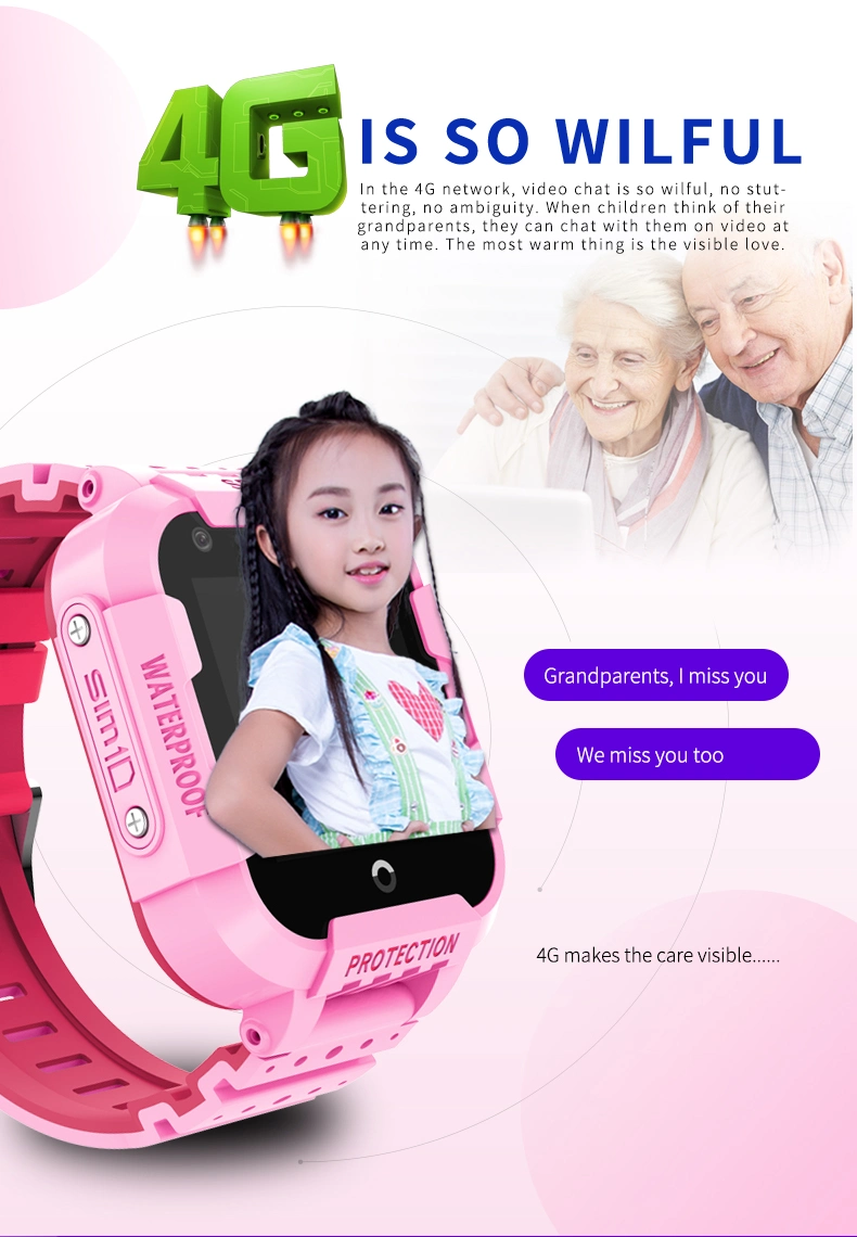 Kids Watch Girls Waterproof 4G SIM Card GPS Activity Tracker Kids Watch