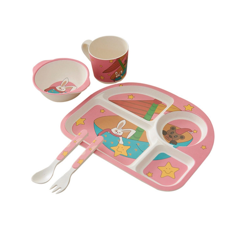 Dinner Tableware Dinner Bowl Fibre Tableware Kids Bamboo Fiber Kids Set Bamboo Fiber Tableware (SHIKECORE)